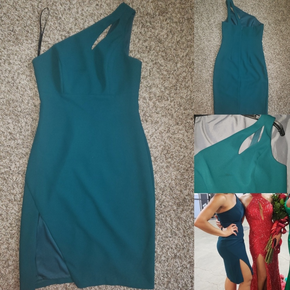 Evergreen cut out formal cocktail dress